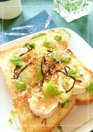 ボイルエビ×枝豆×玉葱の和トースト-レシピのメイン写真