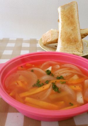 シリコンスチーマーで簡単野菜スープ-レシピのメイン写真