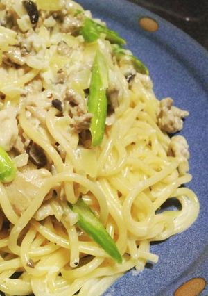 アスパラと豚肉のアグーソースパスタ-レシピのメイン写真