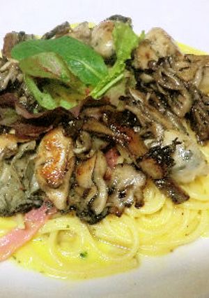 牡蠣のバジルソーススパゲティ　簡単♪-レシピのメイン写真