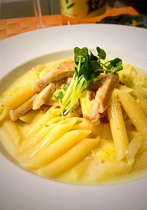 豚肉とキャベツの柚子胡椒クリームパスタ-レシピのメイン写真
