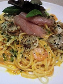 ベビーホタテと生ハムのスパゲティ 簡単♪-レシピのメイン写真