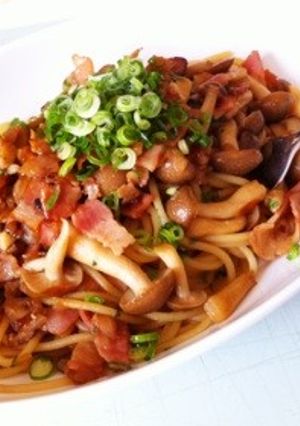 ベーコンときのこのニンニク醤油パスタ-レシピのメイン写真