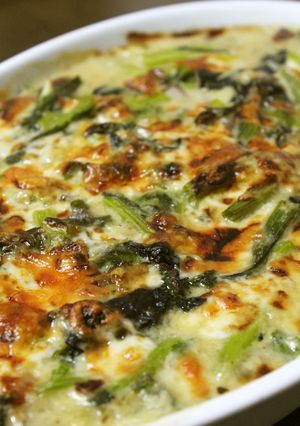 さんま蒲焼缶菜の花ほうれん草のグラタン-レシピのメイン写真