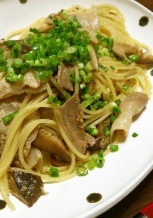 豚ﾊﾞﾗと干し椎茸の和風パスタ-レシピのメイン写真