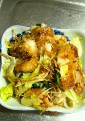 ２月１１日晩飯　【漬けマグロパン粉炒め】-レシピのメイン写真
