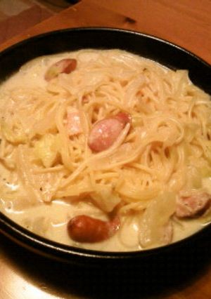 春キャベツと豆乳のスープパスタ-レシピのメイン写真