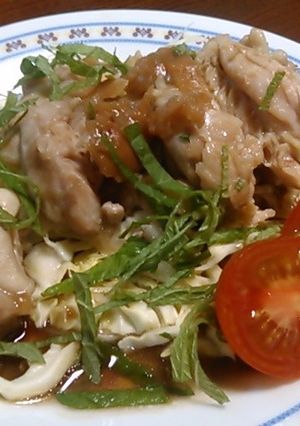 レンジで簡単!鶏肉の梅しそ酒蒸し-レシピのメイン写真