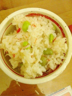 蟹かま枝豆炊き込みご飯♬ひな祭りにも!-レシピのメイン写真