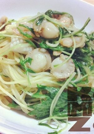 魚介と水菜の柚子胡椒ペペロンチーノ-レシピのメイン写真