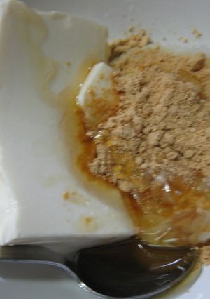 おはぎ風、蜂蜜＆きな粉がけ豆腐-レシピのメイン写真