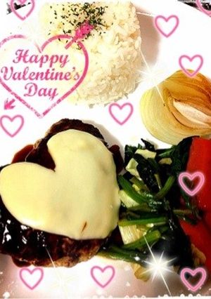 バレンタイン ハートハンバーグ-レシピのメイン写真