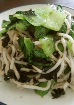 もみ海苔とチンゲン菜のうどん-レシピのメイン写真