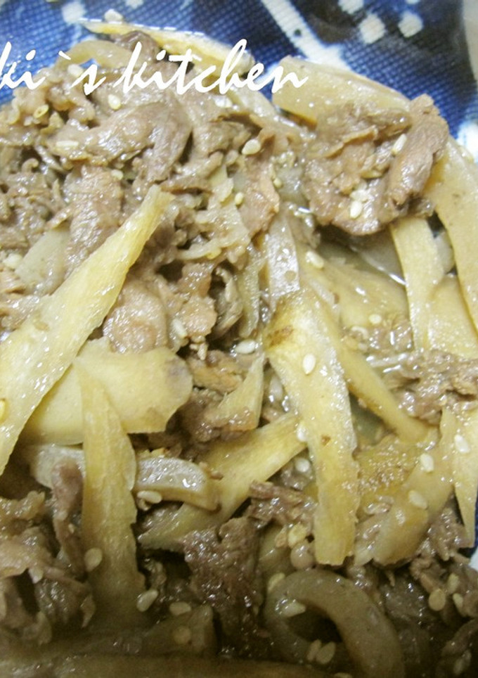 ごぼうと牛肉とこんにゃくのきんぴら♪-レシピのメイン写真
