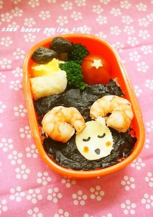 簡単キャラ弁★海老でおやすみ羊ちゃん弁当-レシピのメイン写真