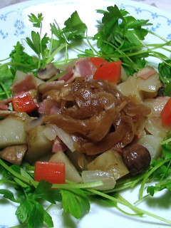 キクイモと野菜の蒸らし炒め,玉ねぎポン酢-レシピのメイン写真