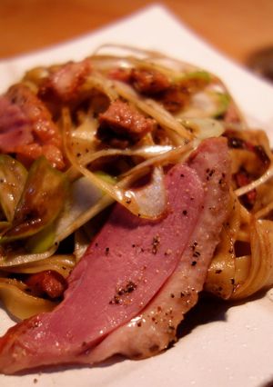 鴨ねぎパスタ　バルサミコ風味-レシピのメイン写真