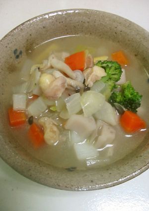 鳥なんこつと角切り野菜のスープ-レシピのメイン写真