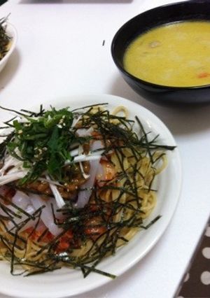納豆イカキムチパスタ-レシピのメイン写真