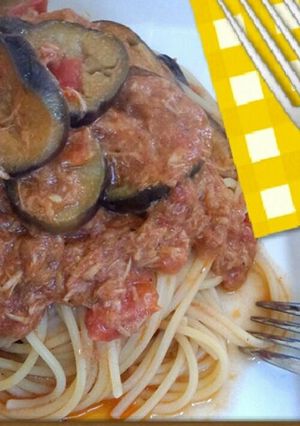 簡単♡ナスとトマトのツナパスタ-レシピのメイン写真