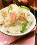 香り箱とスナップエンドウの混ぜご飯