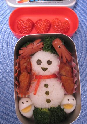 初めてのキャラ弁　雪だるま-レシピのメイン写真