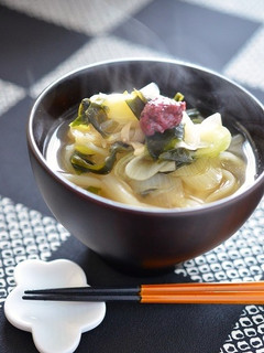 チューブのねり梅で簡単!梅わかめうどん-レシピのメイン写真