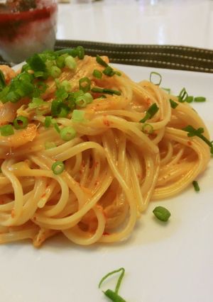 おひとりランチ…キムチのクリームパスタ-レシピのメイン写真