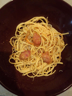 キムチとウインナーのさくっとパスタ-レシピのメイン写真