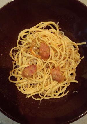 キムチとウインナーのさくっとパスタ-レシピのメイン写真