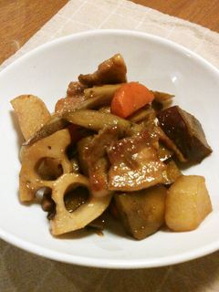 コク旨 !根菜と豚ばら肉の揚げ煮-レシピのメイン写真