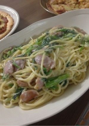 法蓮草と白菜ウィンナーのクリームパスタ-レシピのメイン写真