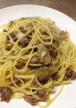 ★３ステップ★挽肉ゴボウのペペロンチーノ-レシピのメイン写真