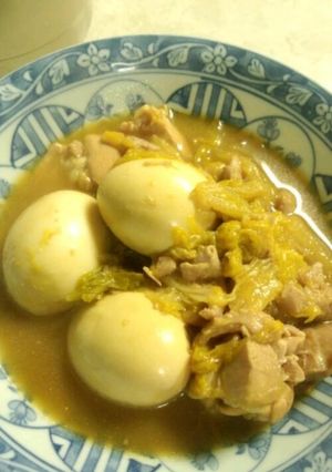卵と鶏肉と白菜ののホクホク味噌炊き。-レシピのメイン写真
