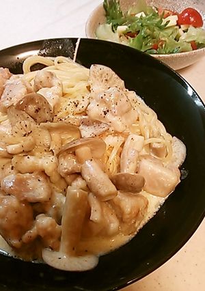 豆乳でヘルシーに☆鶏肉のクリームパスタ♪-レシピのメイン写真