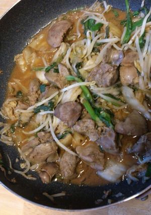 ニラ鶏レバー炒め、キムチ入り！-レシピのメイン写真