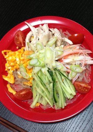 糸こんにゃくと梅肉鶏の冷やし中華風-レシピのメイン写真