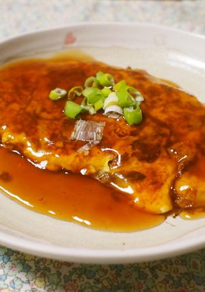 沢庵orいぶりがっこオムレツ甘酢あんかけ-レシピのメイン写真