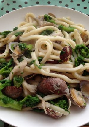 あさりと菜の花うどん-レシピのメイン写真