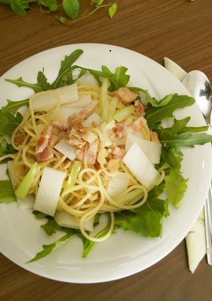 大根とセロリのペペロンチーノ風パスタ-レシピのメイン写真