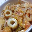 もやしとちくわのキムチ炒め