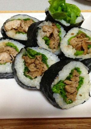 生姜焼きでキンパ-レシピのメイン写真