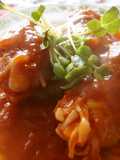 ＊トマトジュースで煮込む厚揚げロール＊