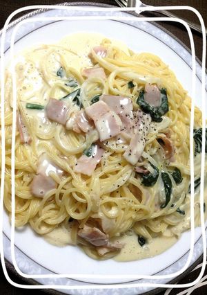 ベーコンとホウレン草のクリームパスタ-レシピのメイン写真