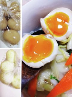 ポリ袋で30分!茶色い味卵&白い塩味玉子-レシピのメイン写真