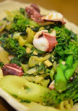 タコとセロリと菜の花の簡単かき醤油炒め-レシピのメイン写真