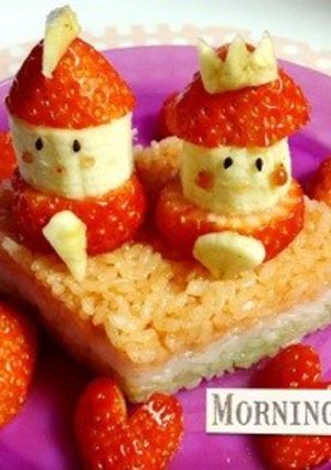 簡単☆ひな祭りキャラご飯〜ご飯で菱餅〜-レシピのメイン写真