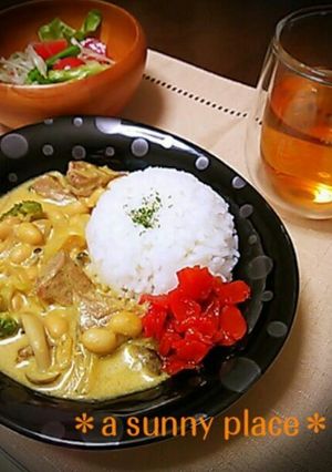 大豆とシメジのカレークリーム煮-レシピのメイン写真