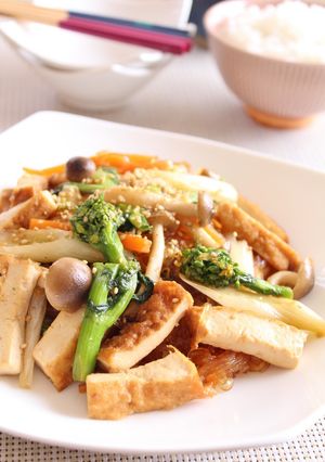 菜の花と厚揚げのチャプチェ風-レシピのメイン写真