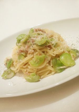 そら豆と生ハムのあっさりクリームパスタ-レシピのメイン写真